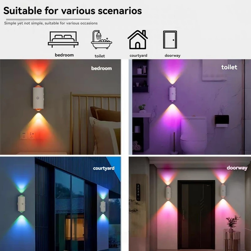 2/4-Pack Smart Cat Eye Dual Head Wall Light, Motion Sensor with Auto On/Off, 16 RGB Colors, 3M Range for Bedroom Hallway Stairs