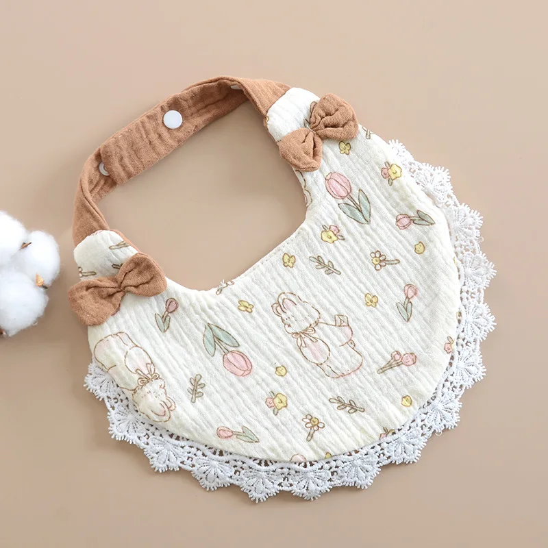 Baberos para bebé recién nacido, bonitos lazos, tela de muselina de encaje para eructar, toalla de Saliva de algodón para niñas, babero infantil, artículos para bebés, accesorios