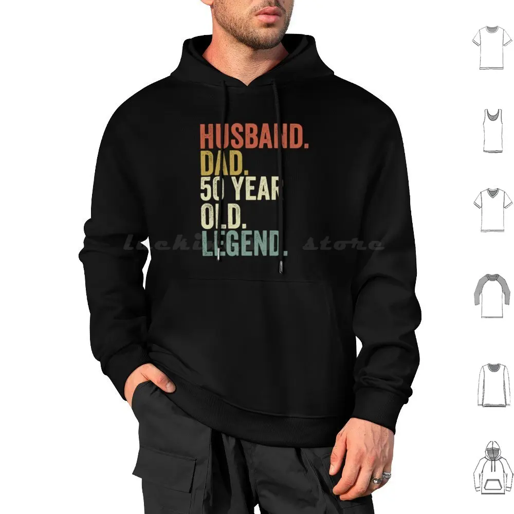 Funny 50th Birthday For Men Vintage Dad Born In 1974 Husband Hoodie cotton Long Sleeve Husband Dad 50 Year Old Legend