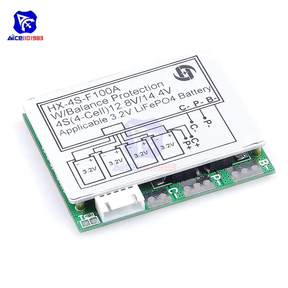 diymore 100A 4S 3.7V 18650 Lithium Cell/3.2V Iron Phosphate Battery BMS Protection Charge Board Over-Charge Over-Discharge Board