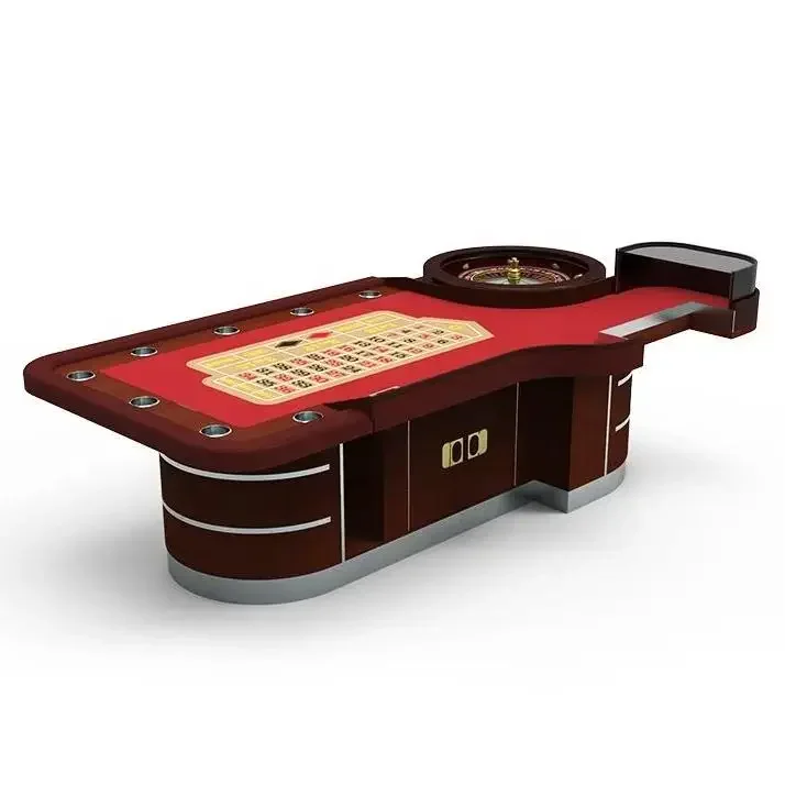 Mesa de pôquer de jogo de cassino estilo europeu vermelho de 110 polegadas mesa de roda de roleta profissional