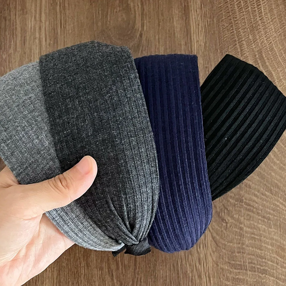 Women Very Wide Ribbed Knit Hairbands Tooth Headbands Non-slip For Washing Sports Simple Solid Color High Crown Headwrap 7cm