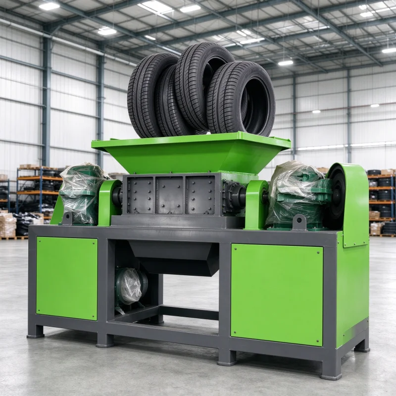 Equipped With Wear Resistant Blades Dual Shaft Crushing Machine Super Power High Throughput Reliable For Municipal Waste Metal