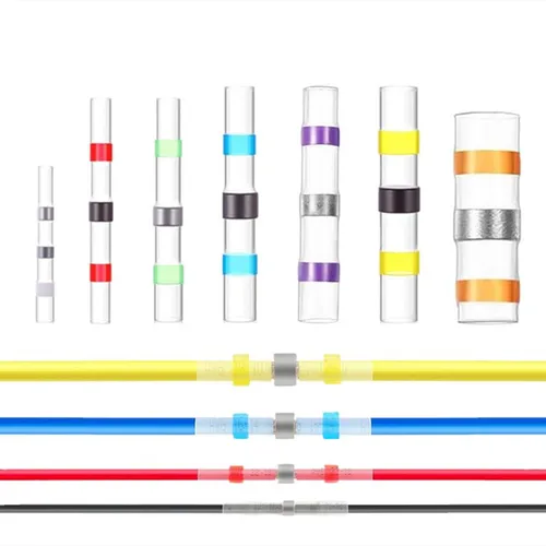 10-200 Uds. Conectores de cable de sellado de soldadura impermeables 3:1 conector a tope termorretráctil terminales eléctricos aislados empalme de manga