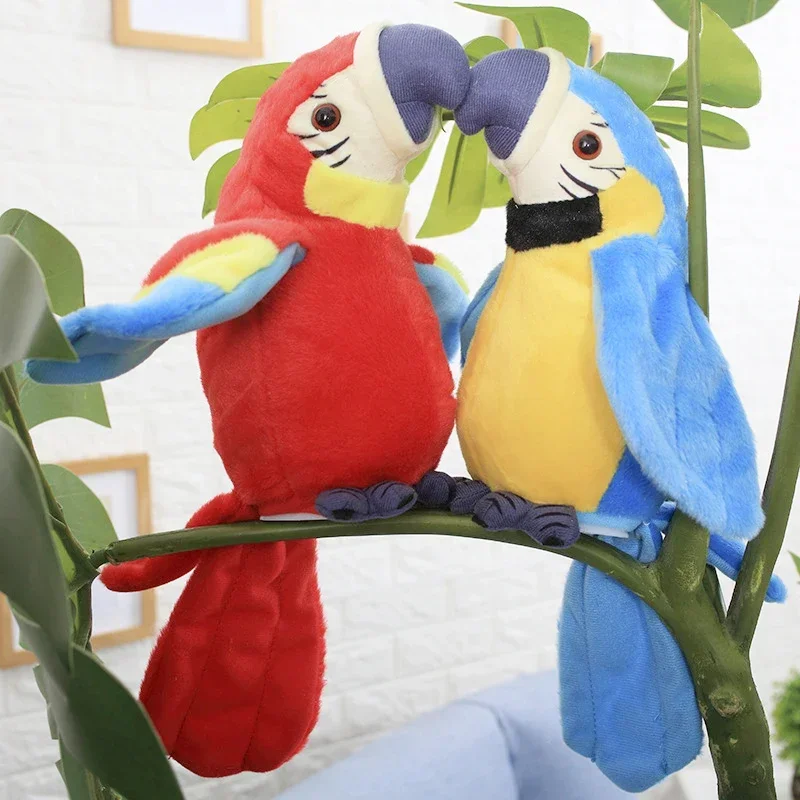 Perroquet Parlant Peluche – Répète Vos Mots, Joue Des Chansons – Jouet Interactif 22 Cm – Piles AAA – Cadeau Enfant