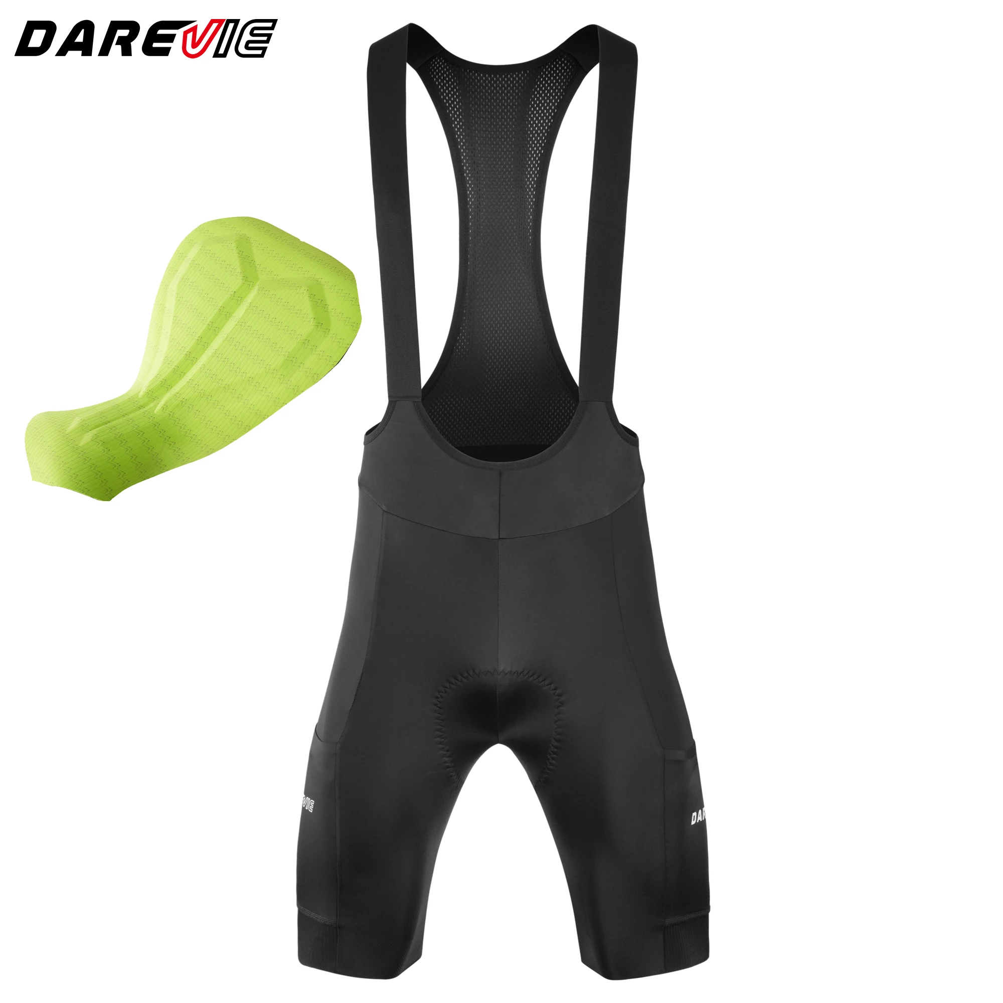

DAREVIE Bretelelle Men's Cycling Elastic Interface® 120kg/m³ Pad Gravel Men Cycling Shorts 3 Pockets SPF50+ Men Cycling Clothing