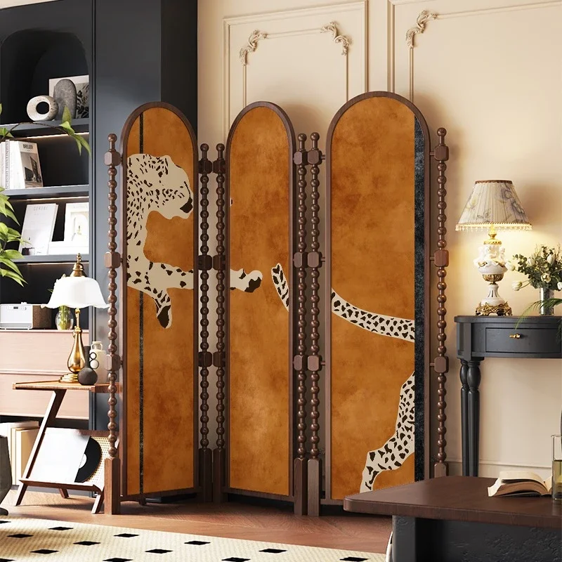 Medieval partition folding mobile living room bedroom sofa clothing store photography solid wood decoration