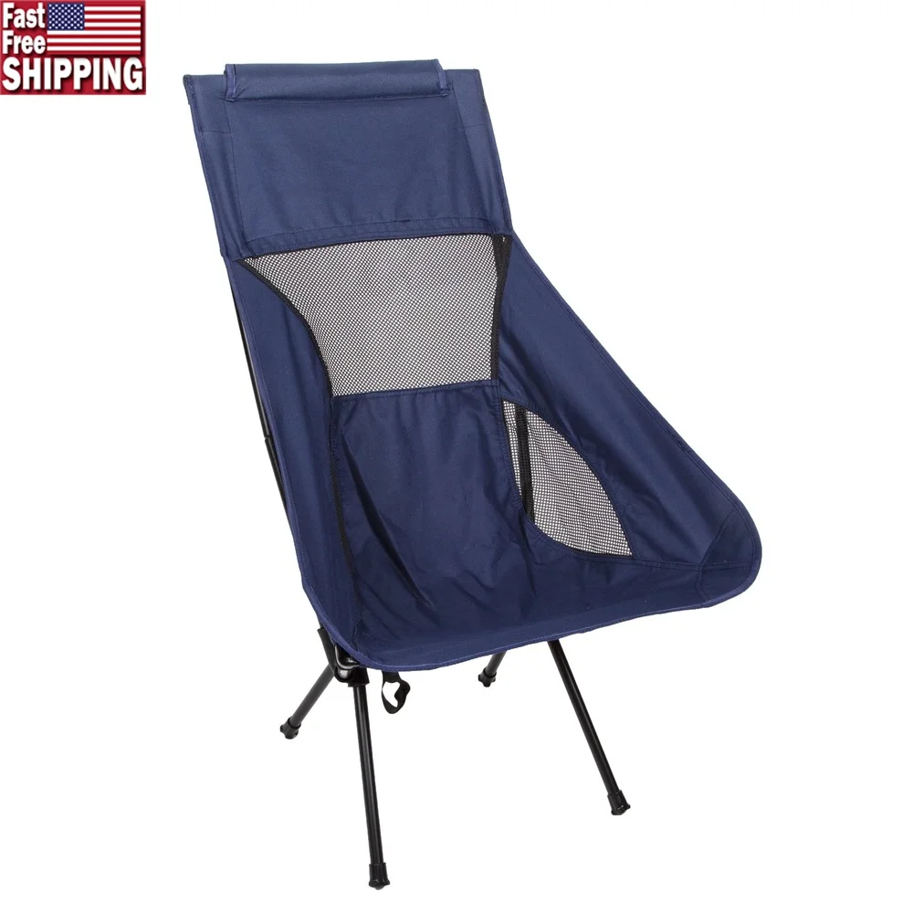 

Lightweight High Back Camp Chair with Padded Headrest Portable Folding Chair Camping Backpacking Sporting Events Outdoor Use