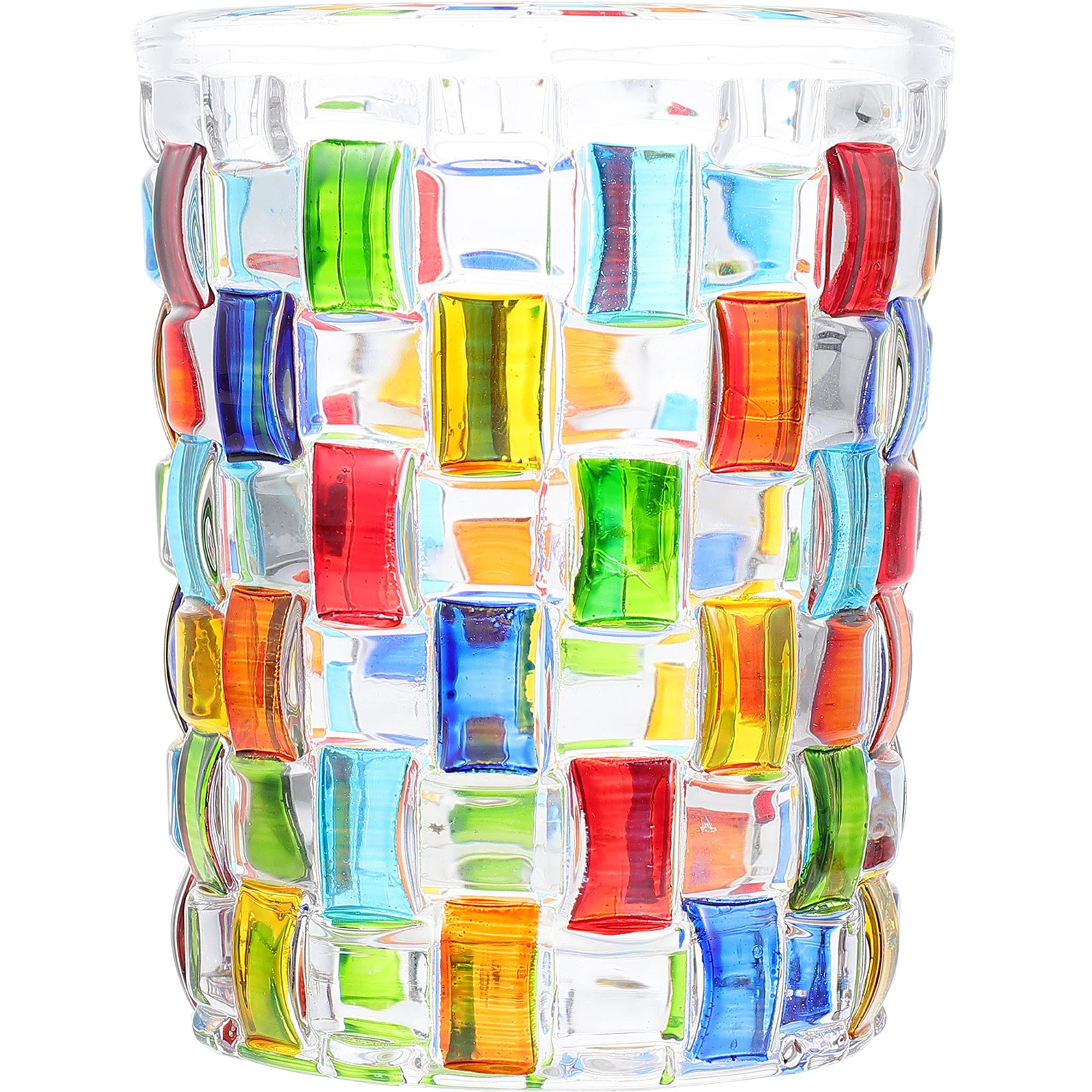 

Colorful Painted Juice Glass Set Clear Beverage Cup for Water Milk Latte Art Dessert Breakfast Drinkware Decorative Glass Mug