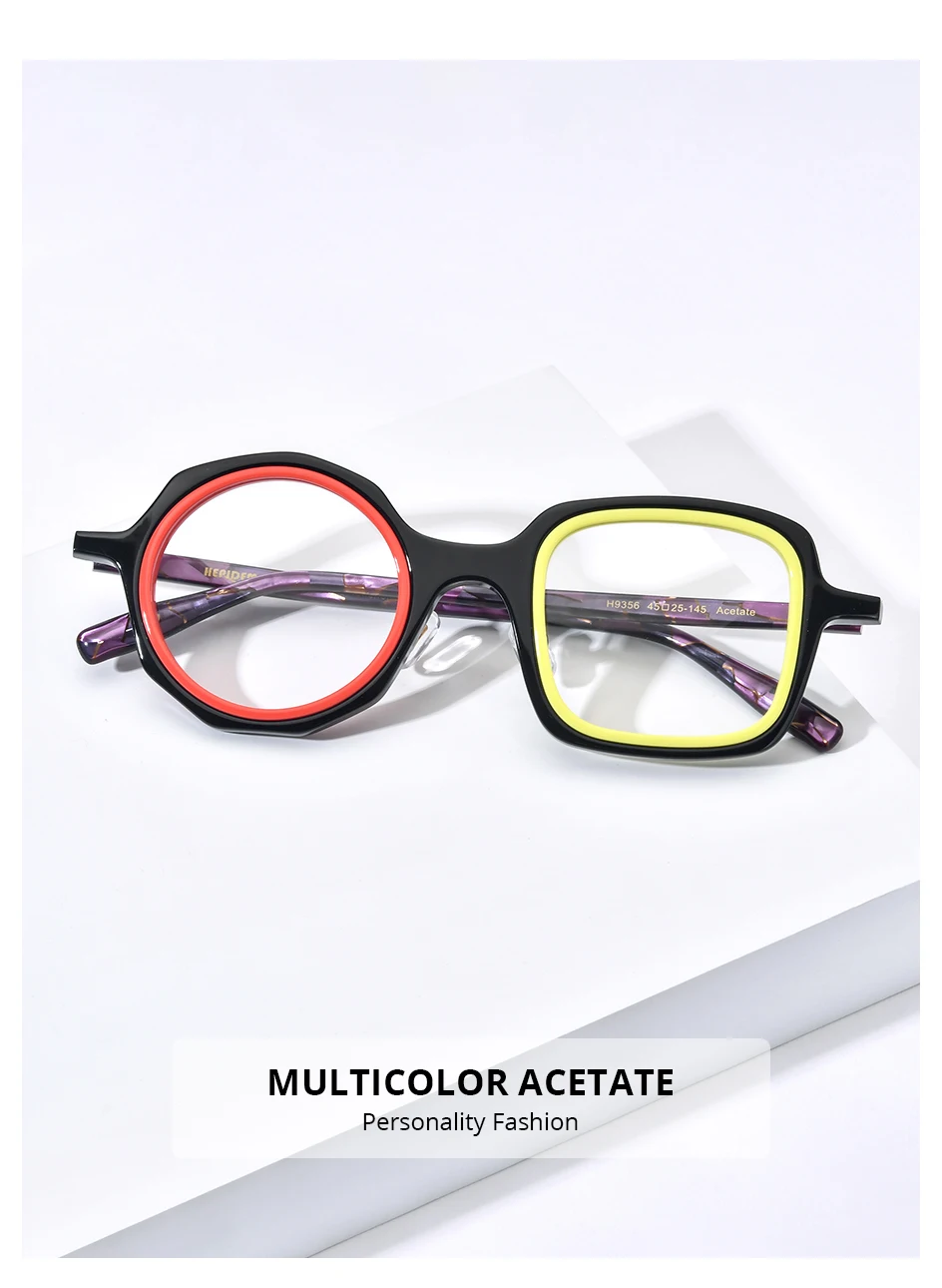 HEPIDEM Progressive Brillen Benutzerdefinierte Anti Blau Photochrome Myopie Optische Linse Brillen Männer Acetat Runde Brillen – Detail 4