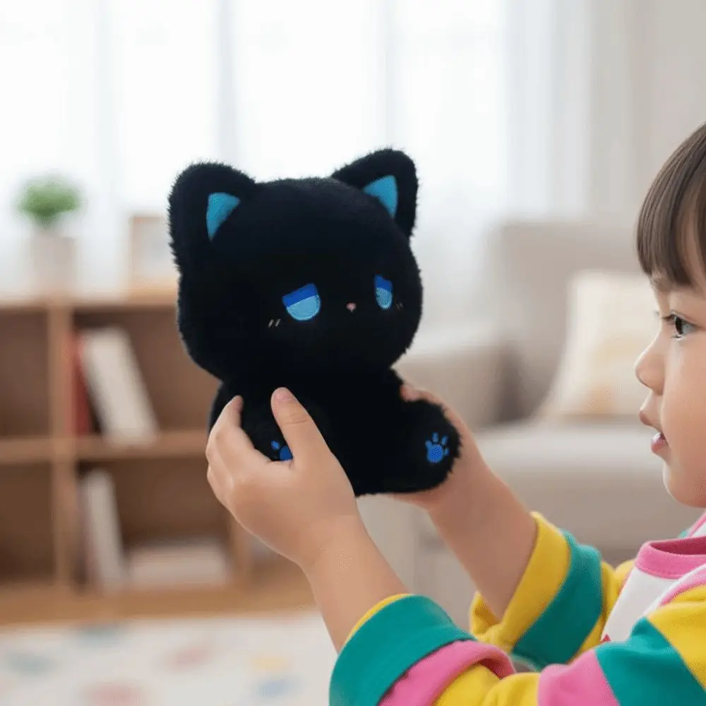 

Emo Sad Cute Sitting Posture Cartoon Stuffed Animal High Appearance Fluffy Texture Kittens Gift For Friends