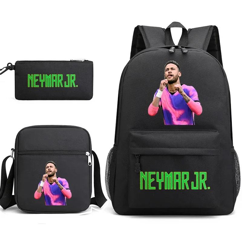 neymar avatar print student schoolbag set youth backpack shoulder bag pencil case 3-piece set