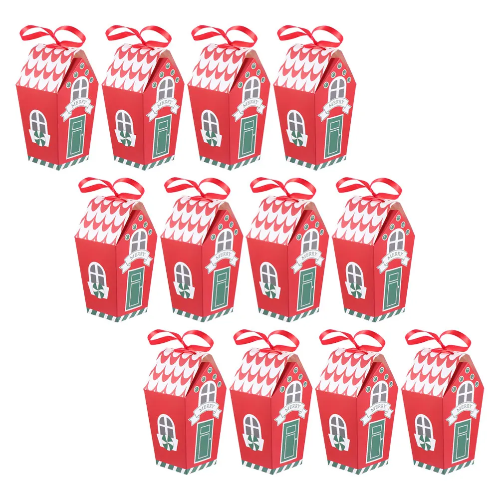 

20Pcs Candy House Cookie Box Christmas Gift Boxes Colorful Printing Xmas Present Packaging Sturdy Paper Treat Containers