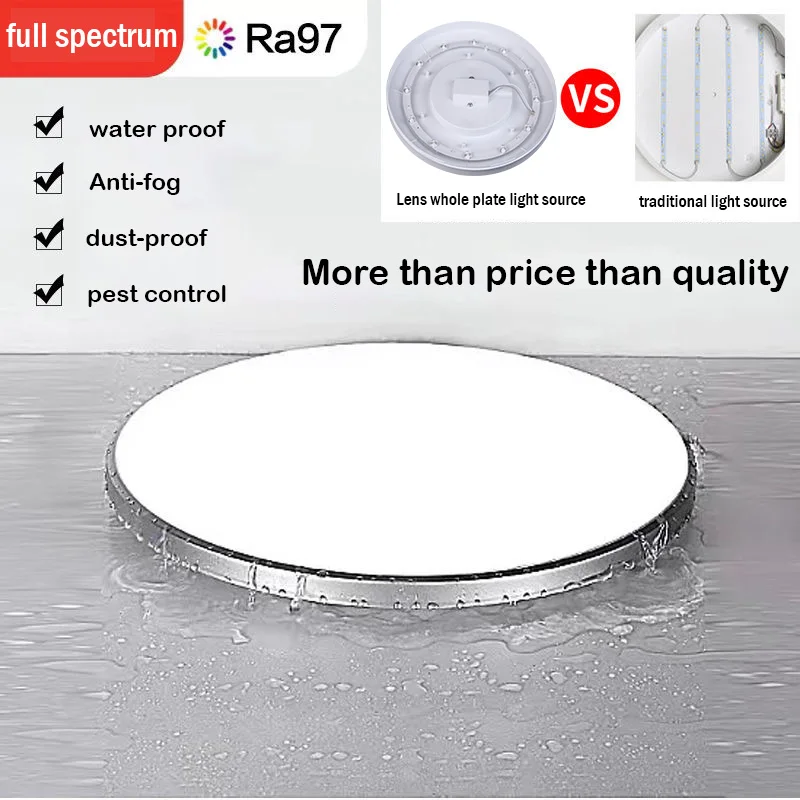 Luz de baño luces de techo Led impermeables 18W 30W 40W lámpara de techo Led redonda para cocina sala de estar balcón inodoro 110V 220V