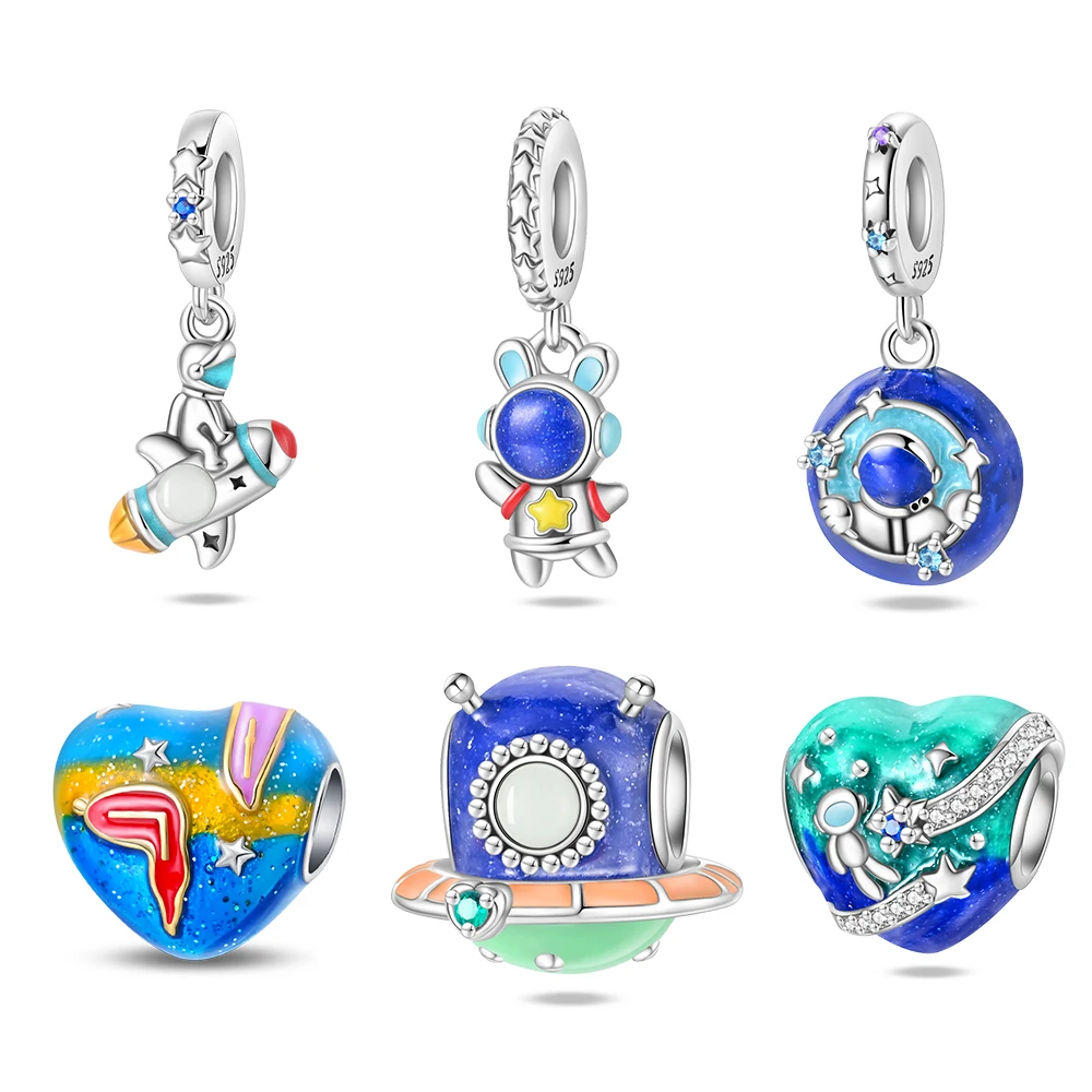 Charms Plata Rabbit Astronaut Pendant Silver Colors For Charms Silver Colors Original Bracelet for Jewelry Making