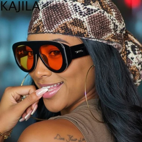 Imagen 2 del producto Gafas de sol con protección de piloto Punk Y2K, gafas de sol para mujer, 2025 de marca de lujo Retro, espejo de sapo de gran tamaño, gafas ovaladas de moda para exterior para mujer UV400