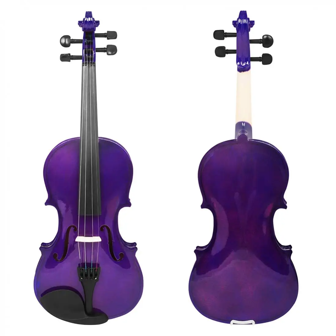 4/4 Full Size Solid Wood Acoustic Violin for Violin Beginner with Case and Bow, Purple / Green Color Fiddle