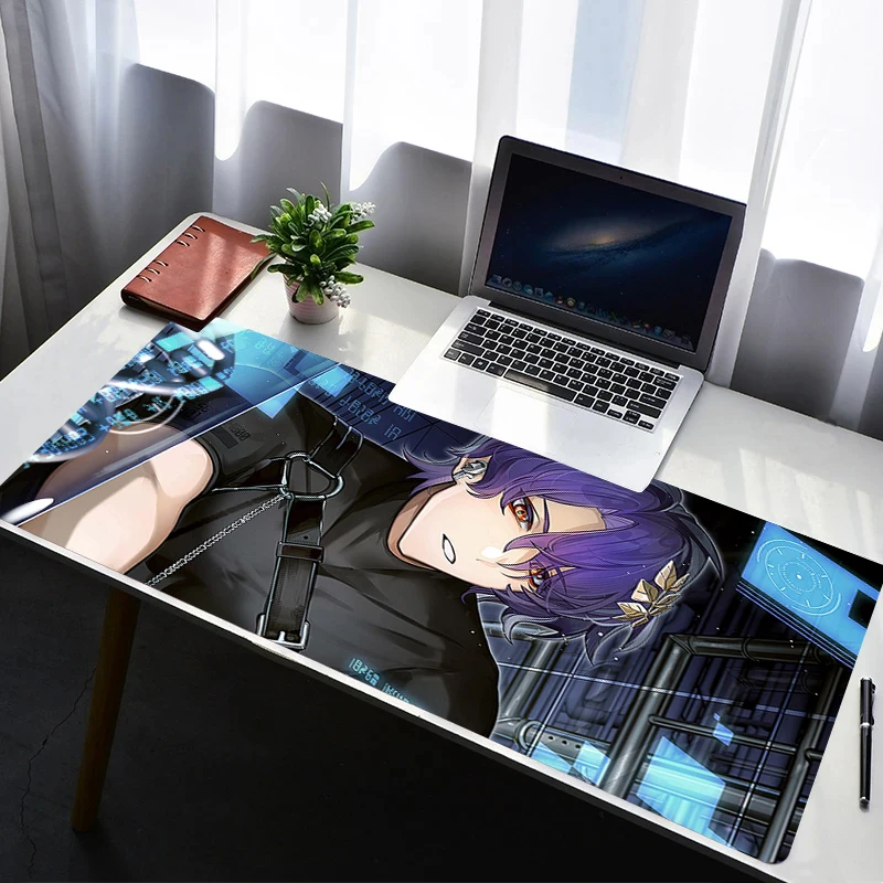 Alas Mouse Laptop Anti Selip Alas Mouse Desktop Diperpanjang Alas Keyboard Anime Aksesori Gaming H-honkai Star Rail Dr. Rasio Mousepad