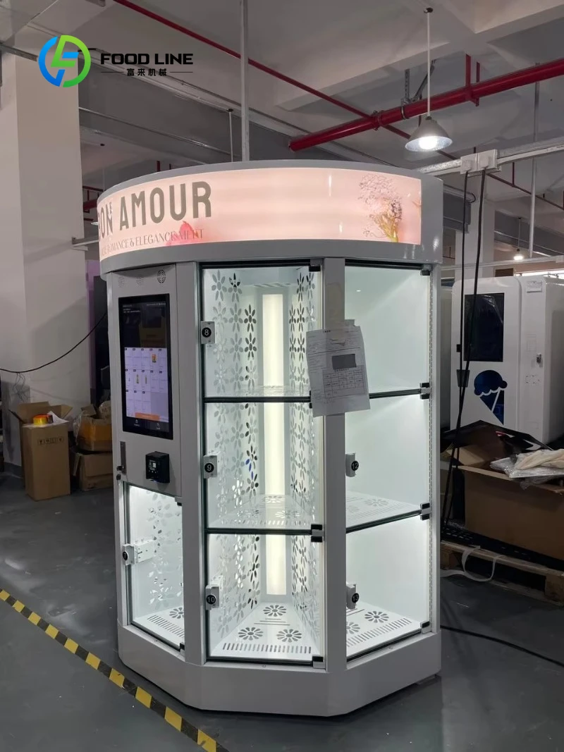 Customized size Flower Vending Machine White 13 Lockers Large Bouquet Hot Sale Mall Credit Card Payment System