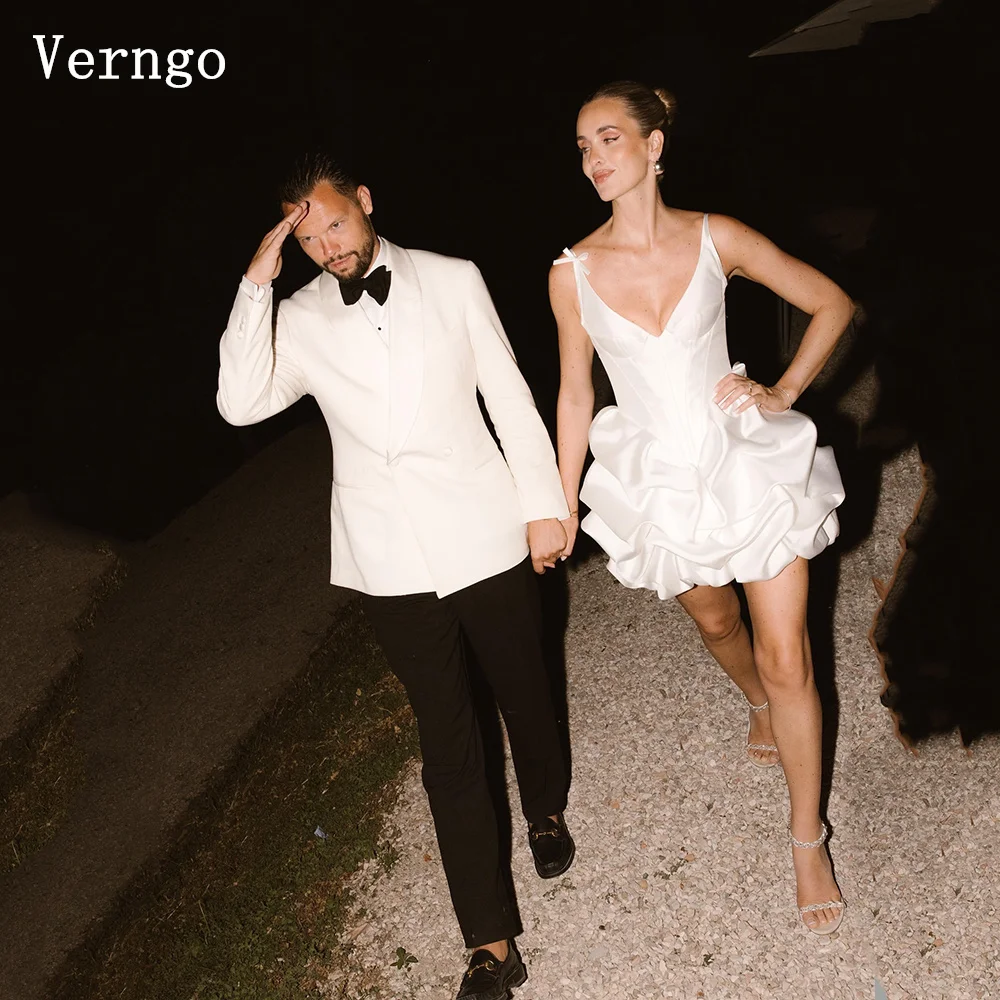 Verngo Простое мини-свадебное платье на бретельках трапециевидной формы бальное мини-платье невесты Элегантное плиссированное короткое свадебное платье vestidos para bo