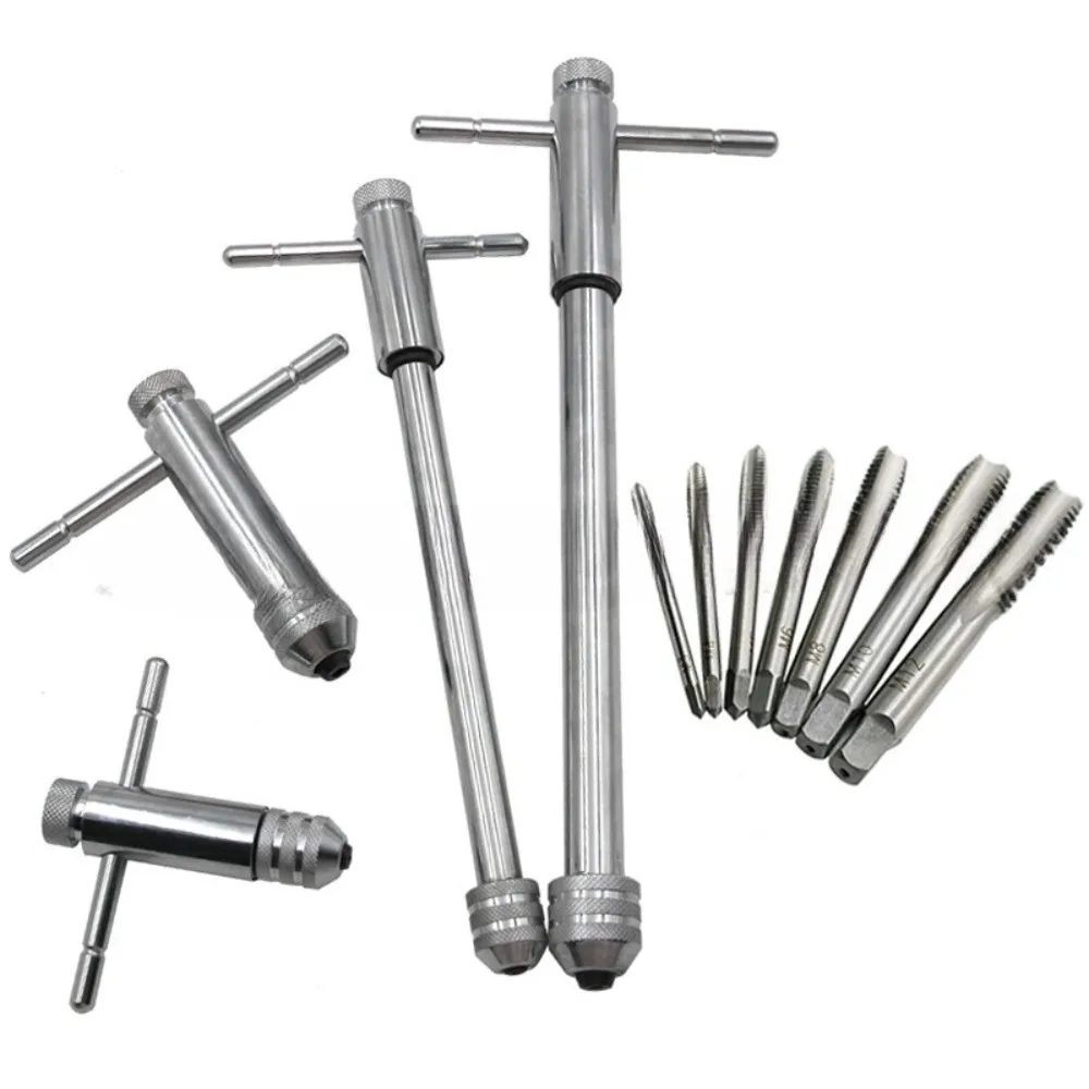 Cross-border Adjustable Ratchet Tap Wrench (M3-M8) + Extended Tap Holder (M5-M12) | Forward/Reverse Threading Tool for DIY