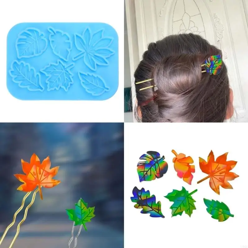 U90E Maple Leaf Hair Clips Hairpin Clear Silicone Resin Mold for Craft