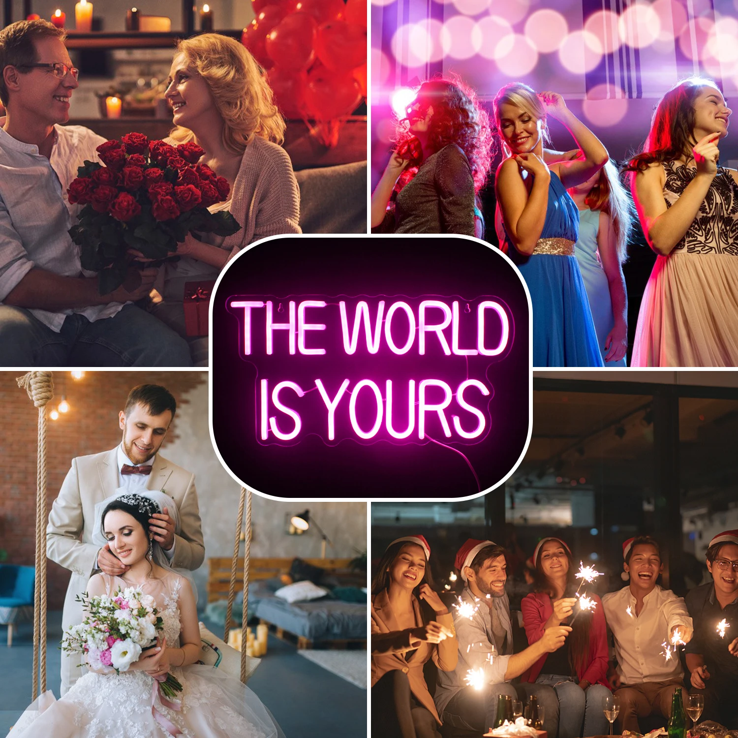 The World Is Yours Neon Sign Pink Led Neon Light for Room Wall Decor Wedding Engagement Valentines Day Led Neon Signs USB Neon