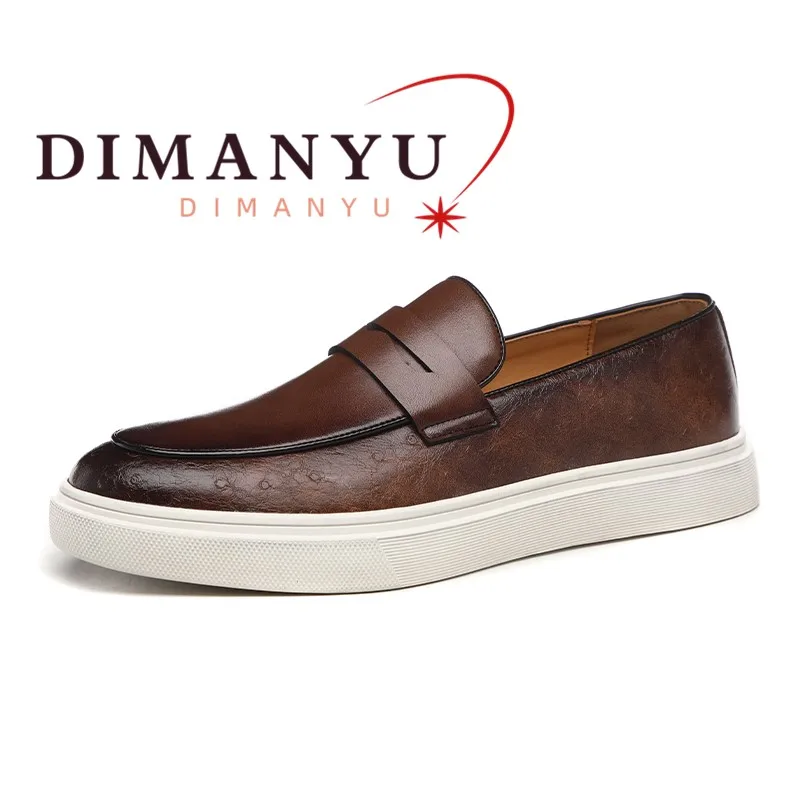 DIMANYU Men Vintage Penny Loafers Slip On Platform Sneaker Men Casual Dress Shoes Business Walking Moccasins