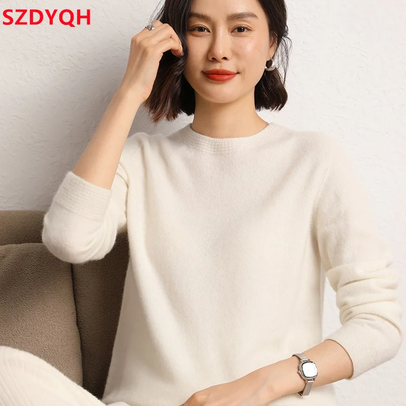 2023 Autumn Winter Women\'s 100% Cashmere Sweater O-Neck High Quality Soft Warm Pullover Female Solid Casual Knitted Jumper Tops