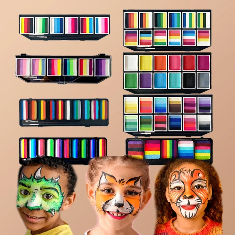 

6-color rainbow stripes can be washed for facial painting, and water-based color blocking pigments can be customized