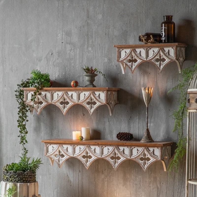 Homestay living room decorative wall rack retro style shooting props American old restaurant rack