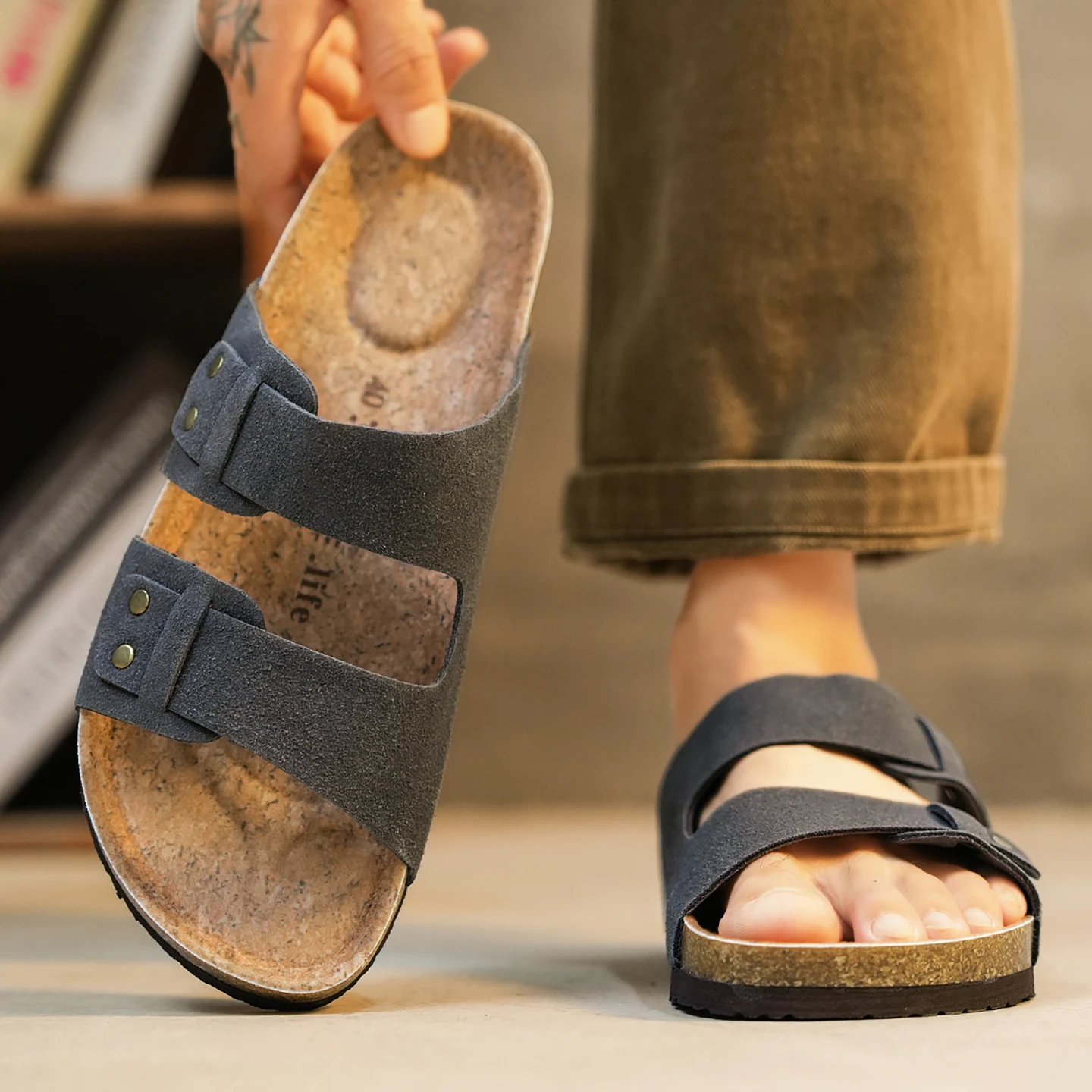 Men Clogs Fashion Shoes Outdoor Classic Cork Slide With Arch Support Beach Sandals Cork Suede Mules Slippers For Women Big Size view 5