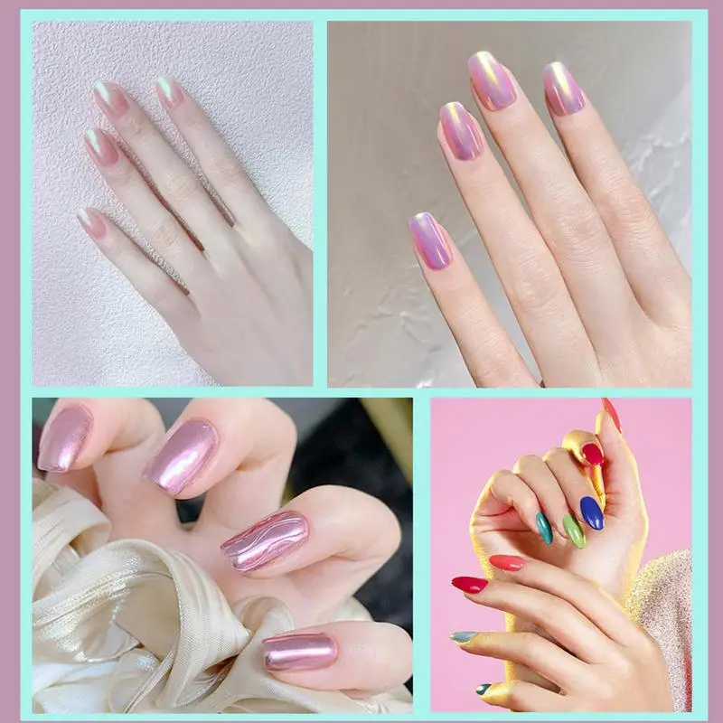 Espejo de invierno de 6 rejillas, polvo de brillo de uñas, pigmento de efecto metálico, polvo de colores, decoración de manicura cromada metálica