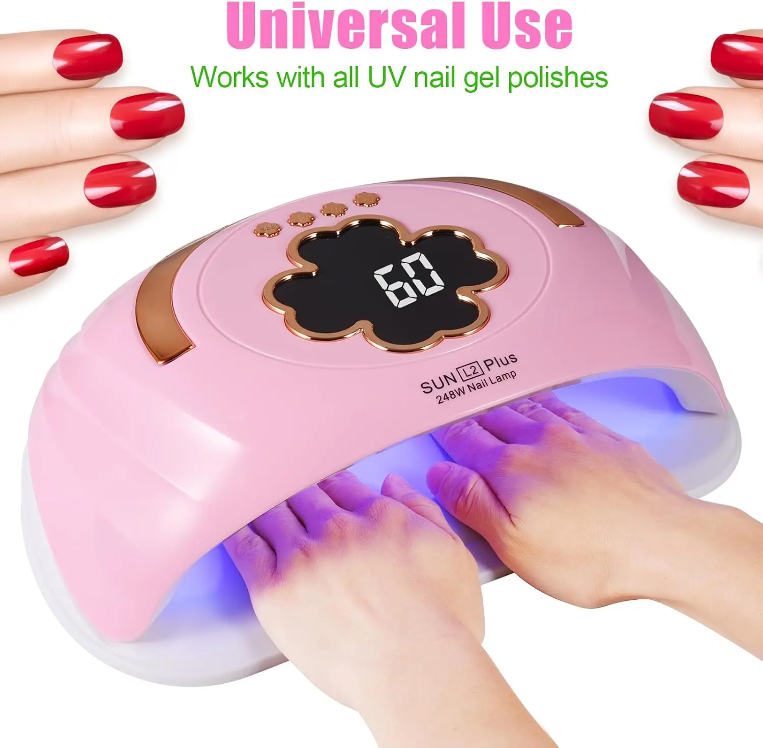 UV LED ネイルランプ 248W、45 LED ビーズ、オートセンサー、ホワイト