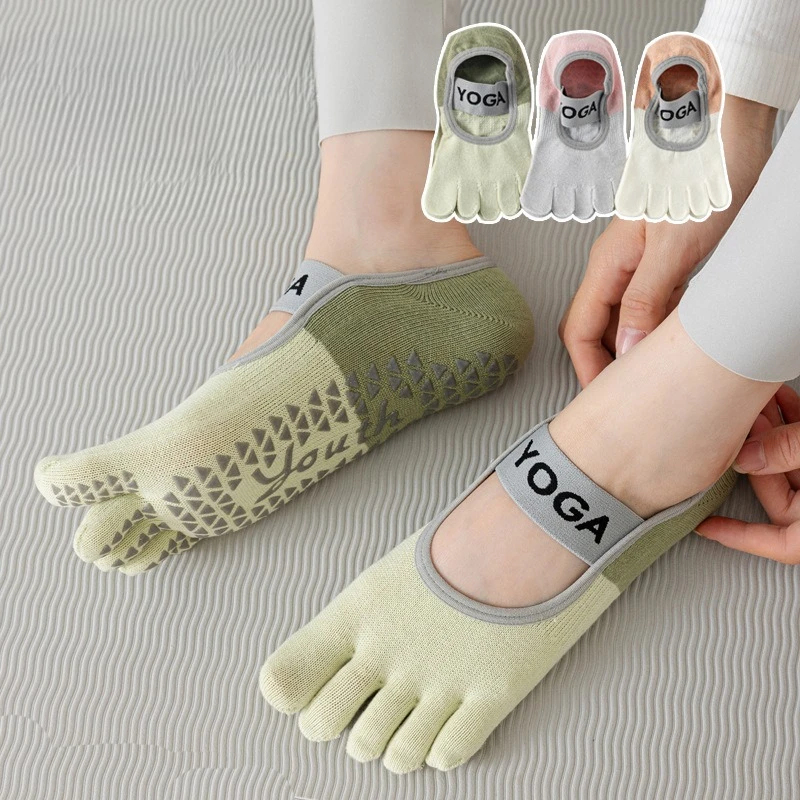 

1 пара женских носков с пятью пальцами, носки для пилатеса и фитнеса, профессиональные противоскользящие носки для йоги
