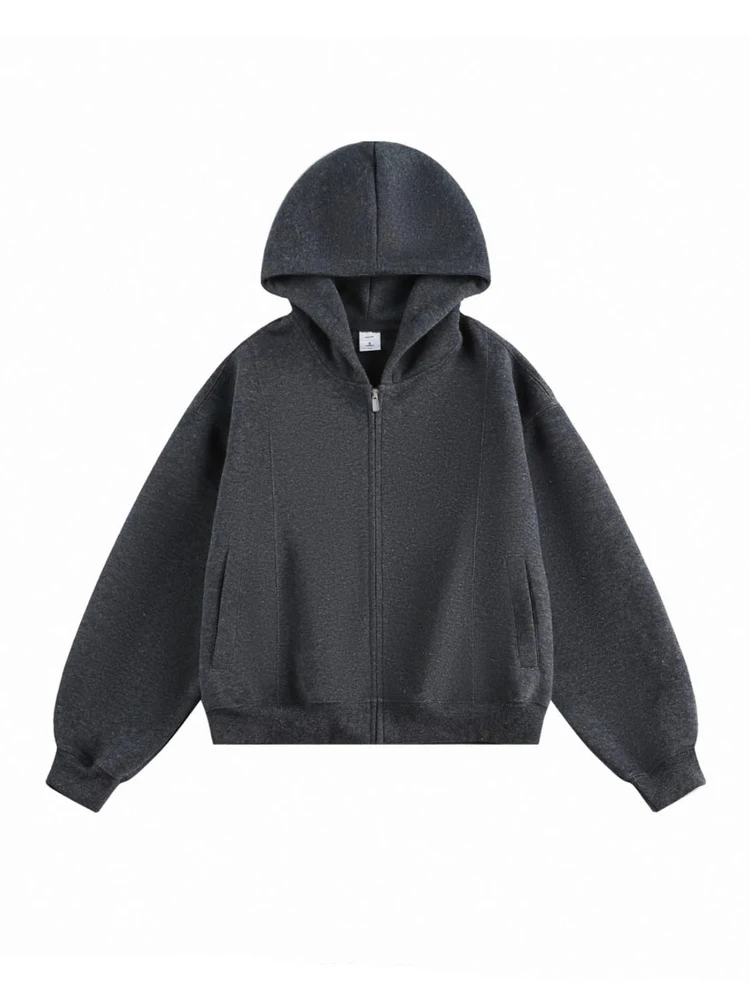 Early Autumn Retro Hoodie Jaet Women Winter 2025 New Loose Casual Versatile Basic Open Cardigan Top Ladies Faion