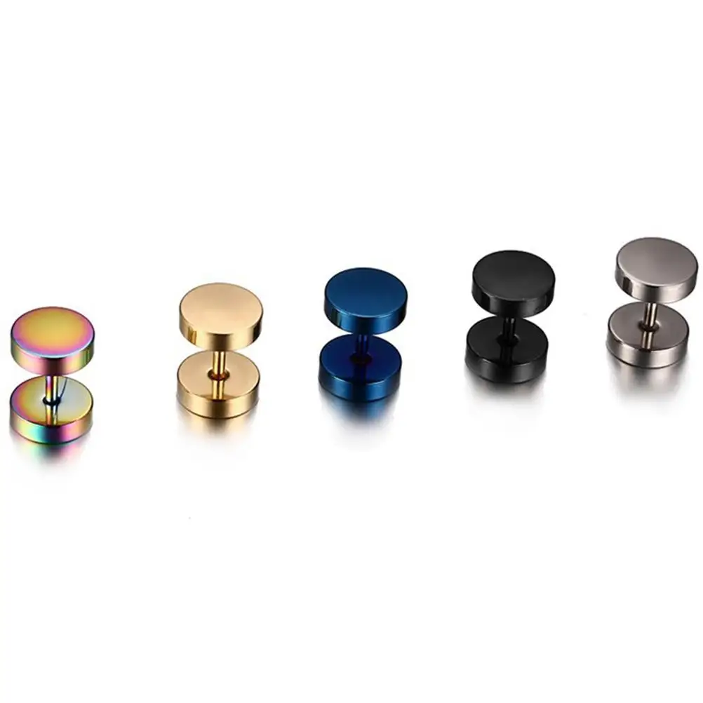 

Unique Non Allergic Earrings Stainless Steel Mens Jewelry Round Clip On Piercing Studs Dumbbell Design Fashion Gifts