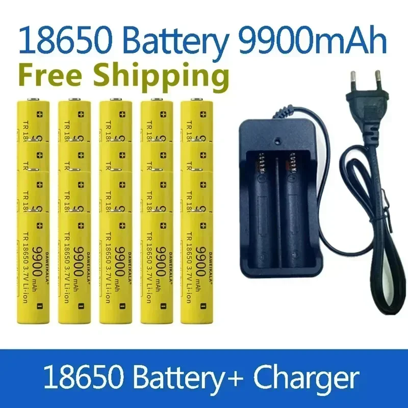 

18650 battery 3.7V 9900mAh rechargeable Li-ion battery for Led flashlight Torch batery lithium battery charger