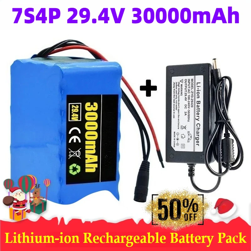 

7S4P 29.4V Lithium-ion Rechargeable Battery Pack 30000mAh for Electric Bicycle Motor/Scooter Electric