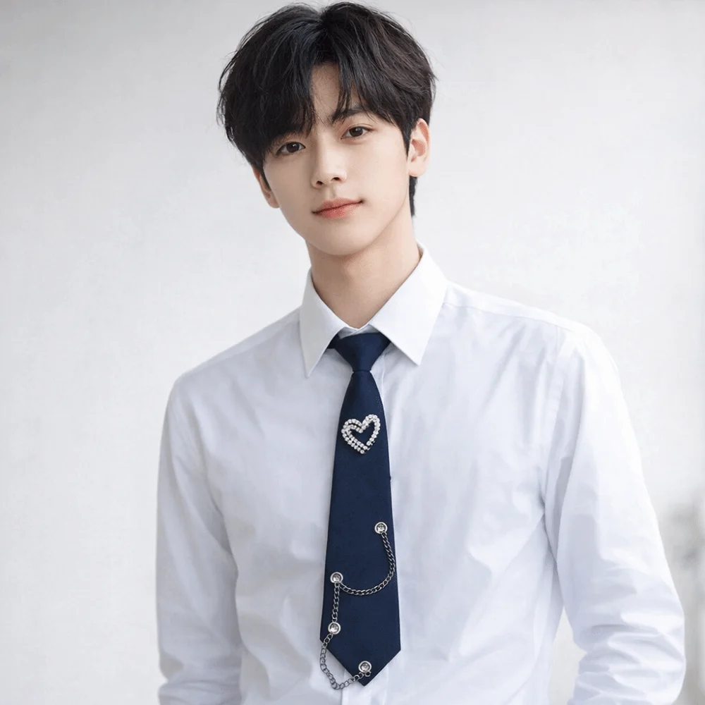 

Модный черный длинный галстук-бабочка в корейском стиле с сердечками и кисточками, в студенческом стиле, для детей