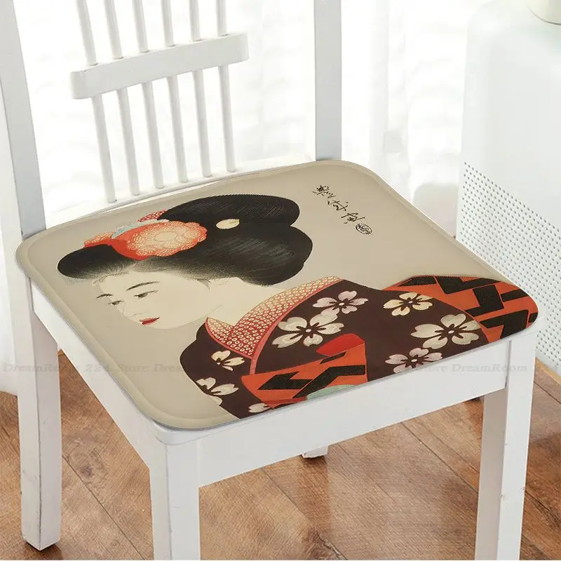 Japanese Ukiyo-E Painting Creative Chair Cushion Soft Office Car Seat Comfort Breathable 45x45cm Chair Cushions