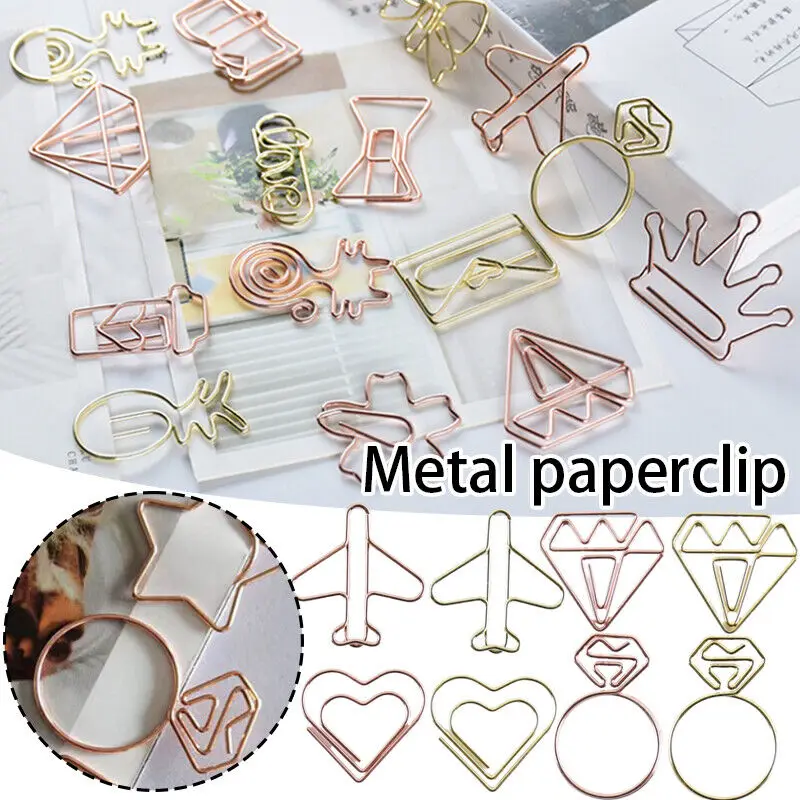 50Pcs/Set Mini Binder Clip Metal Paper Clips Hearts Bookmark Binding Note Decor Patchwork Clip Office Binding Supplies