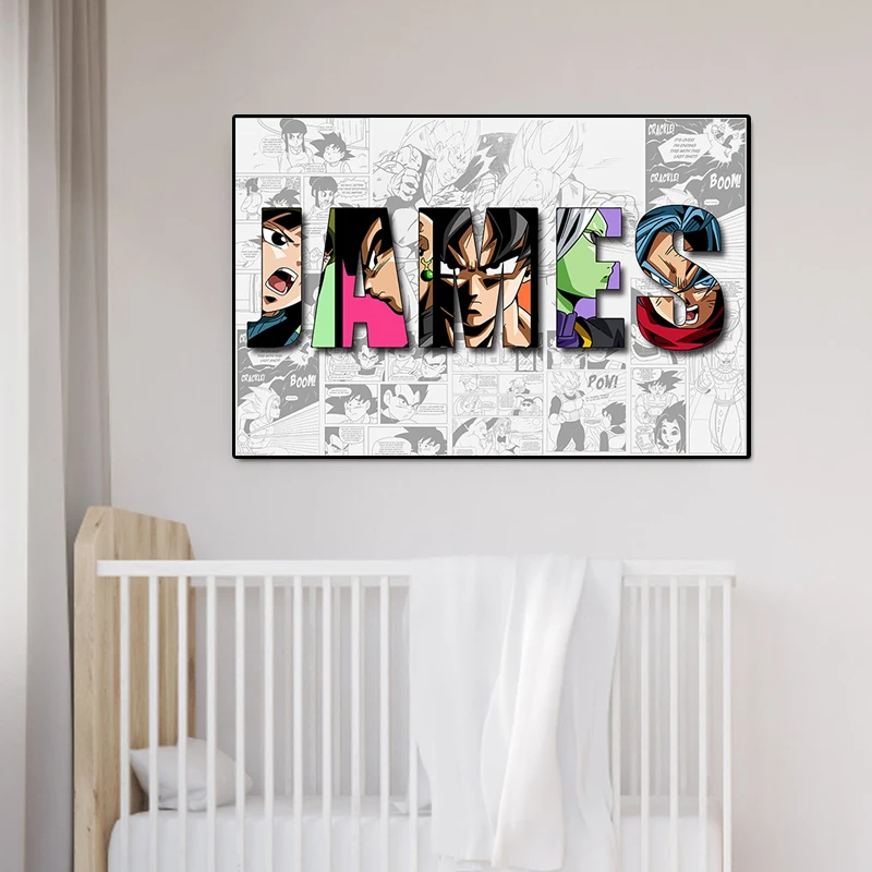 Dragon Ball Custom DIY Name Picture Goku Vegeta Poster Anime Canvas Painting Wall Art Children Bedroom Decoration Gifts Cuadros