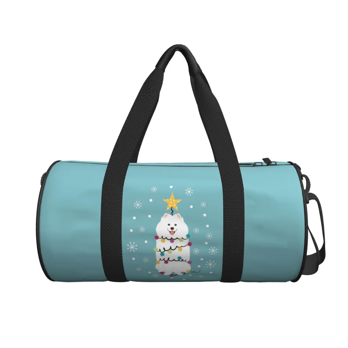 

Samoyed Christmas Tree Large Duffle Gym Bag Waterproof Duffle Travel Bags Handbags Fitness bag