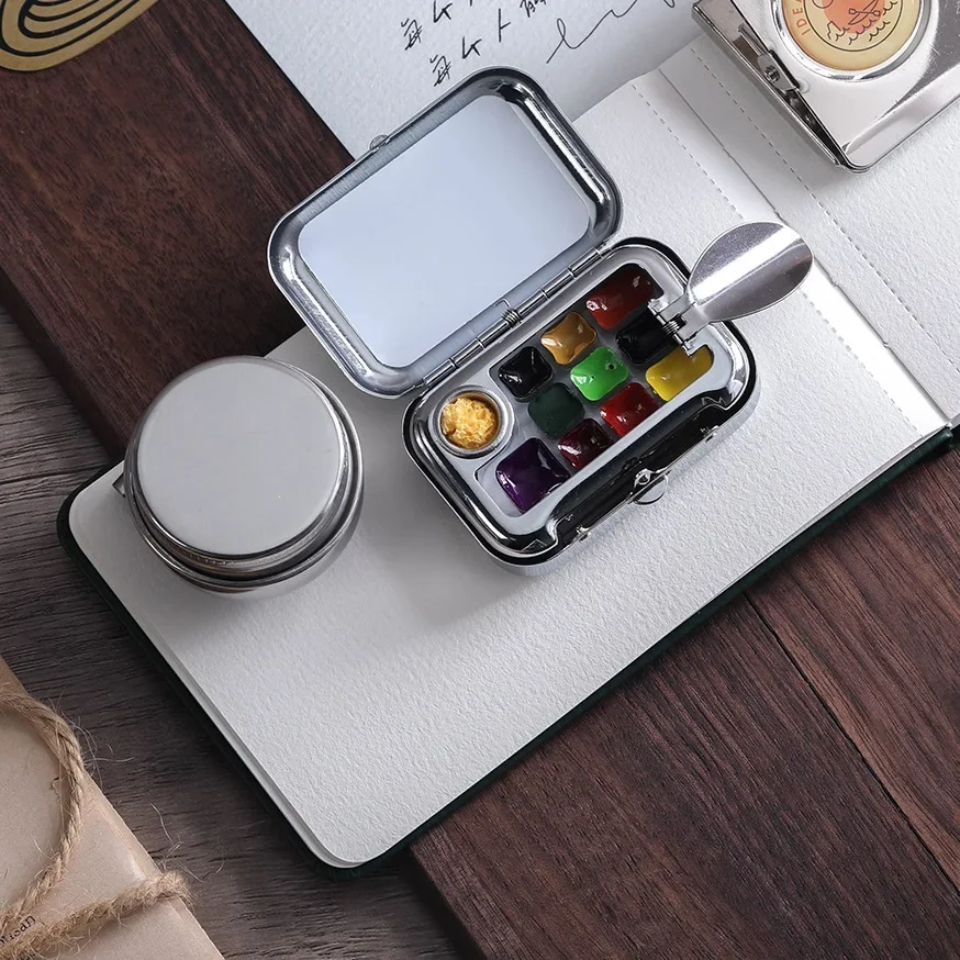 Mini Portable Paint Box Watercolor Paint Dispenser Set Travel Watercolour Paint Set 10/16 Grids Watercolor Palette Empty Box