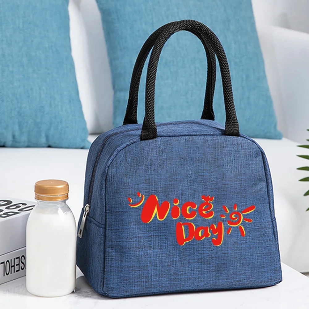 Lunch Bag Thermal Cooler Tote for Work Insulated Canvas Zipper Travel Food  Picnic Storage Bags Unisex  Food Series Handbag