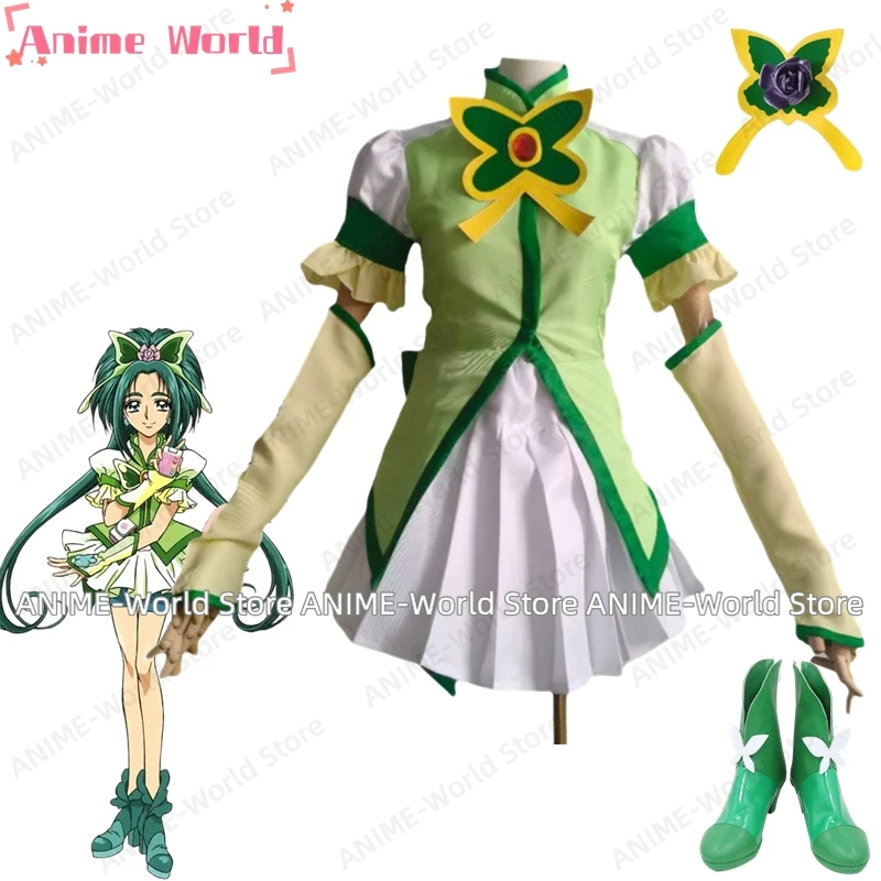 

《Custom Size》Game Cure Mint Komachi Akimoto Cosplay Costume Halloween Christmas Party Women Men Dress with Headwear Shoes