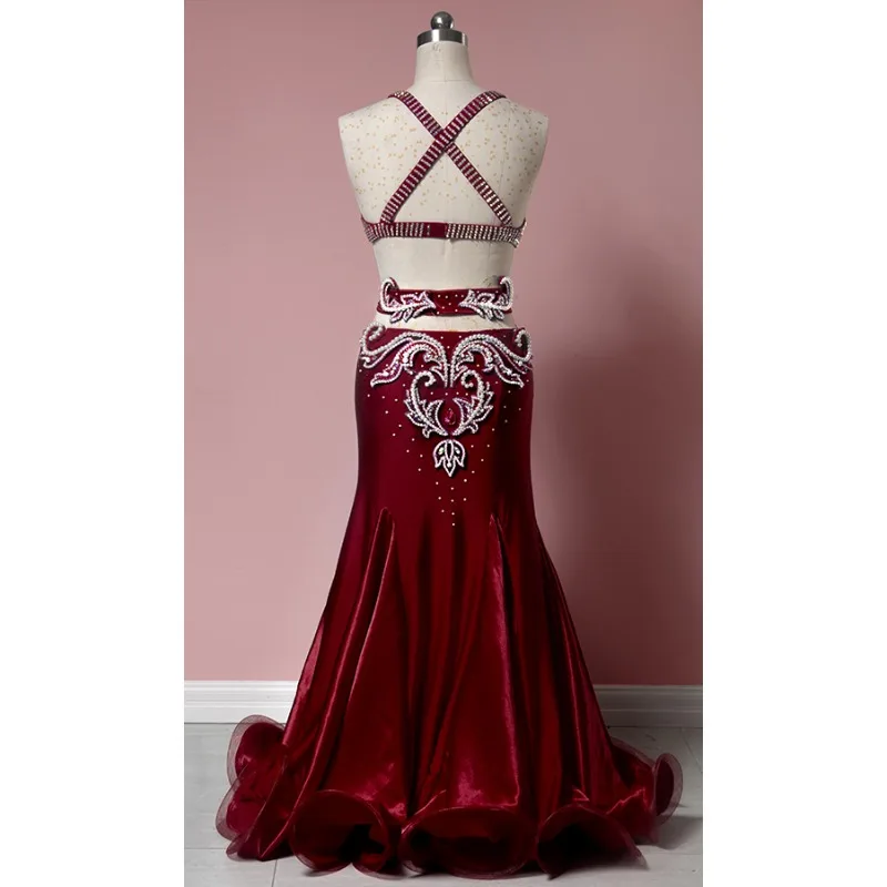 Customized Belly Dance Performance Costume High-end Sexy High Waisted Long Skirt Wrapped Around The Chest Conservative Set