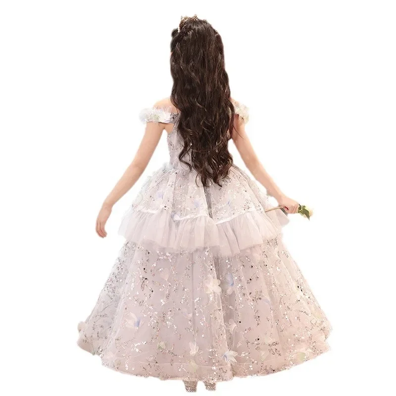 Girls' Dress Light Luxury Niche High-end Princess Dress Autumn Children's Catwalk Host Piano Performance Uniform Ballet