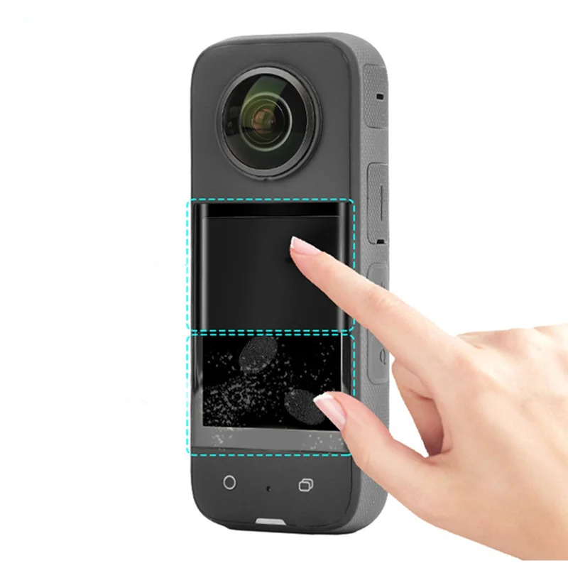 B24B For Insta360x3 Tempered Glass Film HD Screen Protector 2PCS Curved Protective Film Protectors Accessories